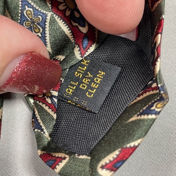NEW Etienne Aigner Mens Tie green red silk floral graphic vintage designer - Picture 4 of 8